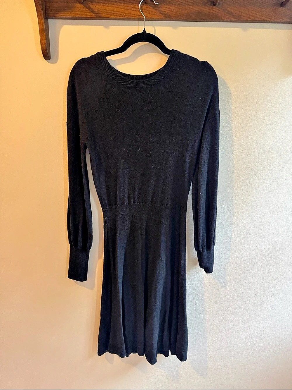 French Connection Black Long Sleeve Midi Dress Size Small Like New
